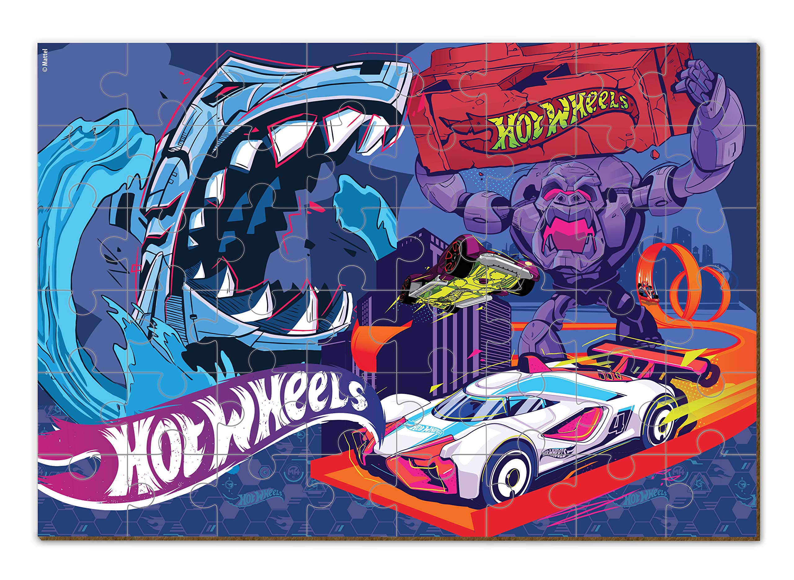 Fun Brinquedos Hot Wheels Quebra-Cabeça 48 PÇS Cartonado, Azul